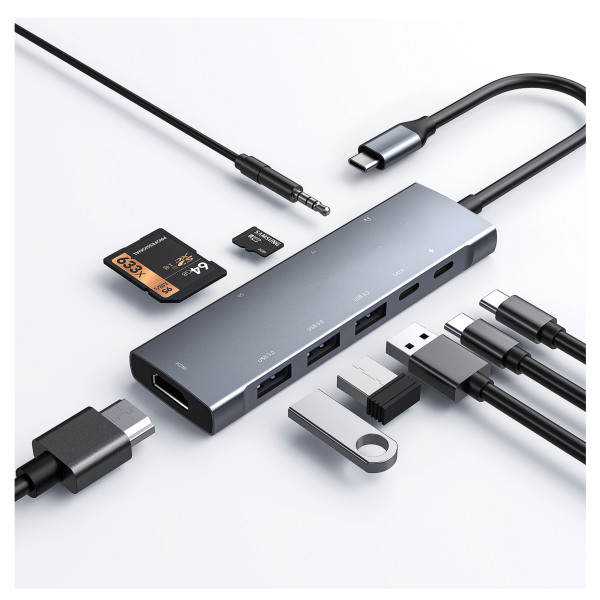 M-Teck 7-in-1 USB-C Hub met HDMI + 3 x USB3.0 + USB-C (opladen) + SD/Micro SD + 3.5mm Audio - Afbeelding 8