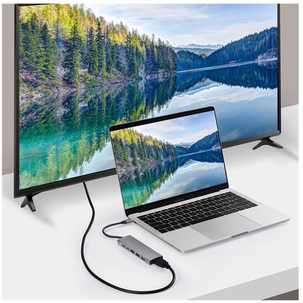 M-Teck 7-in-1 USB-C Hub met HDMI + 3 x USB3.0 + USB-C (opladen) + SD/Micro SD + 3.5mm Audio - Afbeelding 7