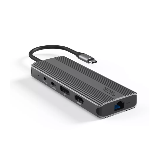 M-TECK Dual Multipoort adapter met 2 x HDMI + 2 x USB 3.0 + Ethernet + Kaartlezer+ 2 x USB-C + 3.5mm audio - Afbeelding 2