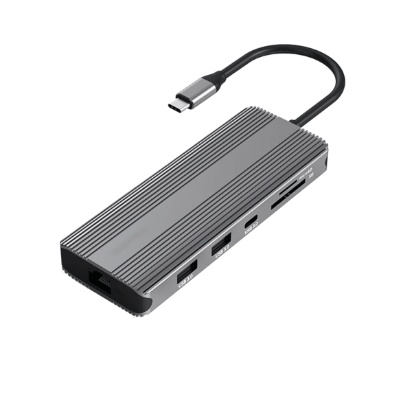 M-TECK Dual Multipoort adapter met 2 x HDMI + 2 x USB 3.0 + Ethernet + Kaartlezer+ 2 x USB-C + 3.5mm audio - Afbeelding 3