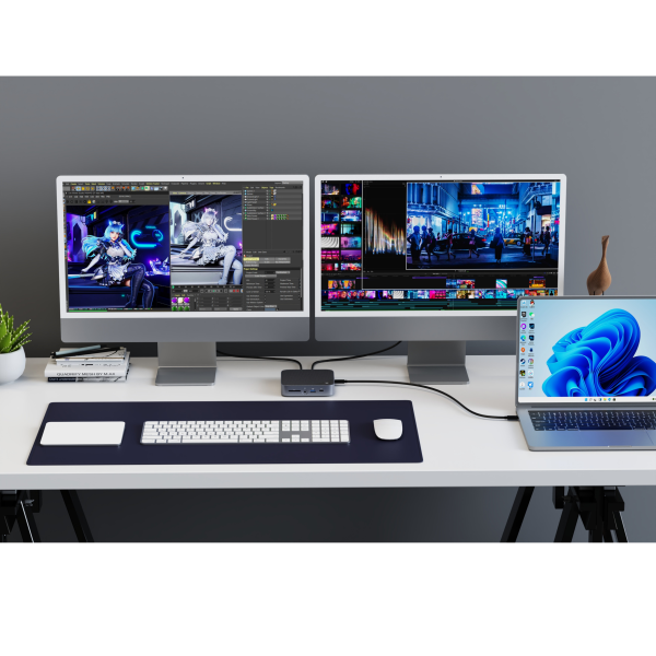 M-TECK Dual HDMI Docking station (100W) + 3 x USB-A + Ethernet + Audio + SD/MicroSD + 1 x USB-C - Afbeelding 7