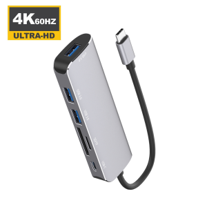 M-Teck 7-in-1 USB-C Hub met HDMI + 3 x USB3.0 + USB-C (opladen) + SD/Micro SD + 3.5mm Audio