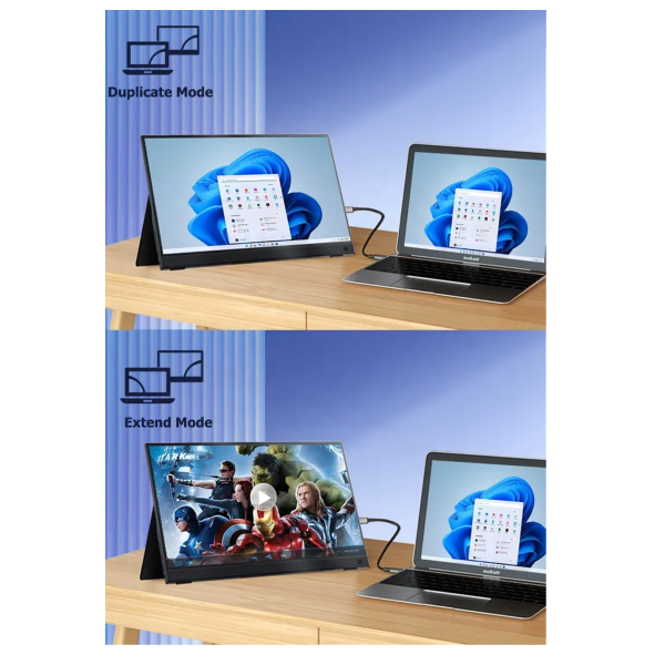 M-TECK USB-C Monitor 13.3 inch FHD met extra HDMI aansluiting - Afbeelding 9
