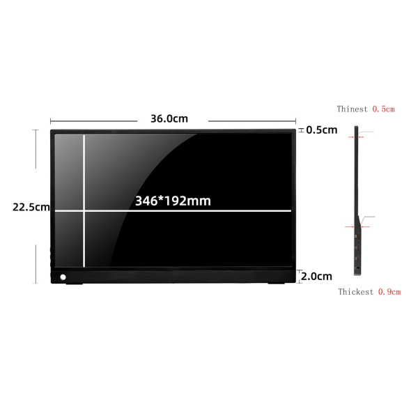 M-TECK USB-C Monitor 15.6 inch FHD met extra HDMI aansluiting - Afbeelding 3