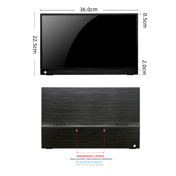 M-TECK USB-C Monitor 15.6 inch FHD met extra HDMI aansluiting - Afbeelding 4
