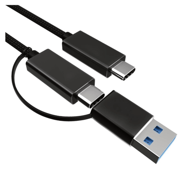 USB-C naar USB-C/USB-A Combikabel met 10Gbit/s Data+Video 4k+100W Opladen (1.5 meter)