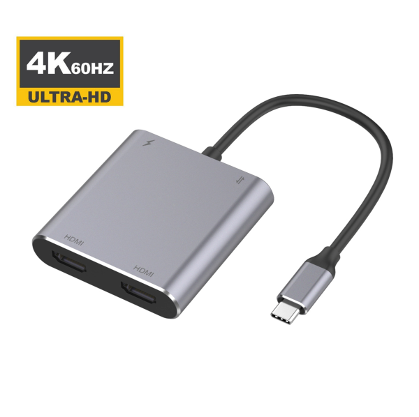 M-TECK Compact USB-C naar 2 x HDMI + USB 3.0 + USB-C (Opladen)