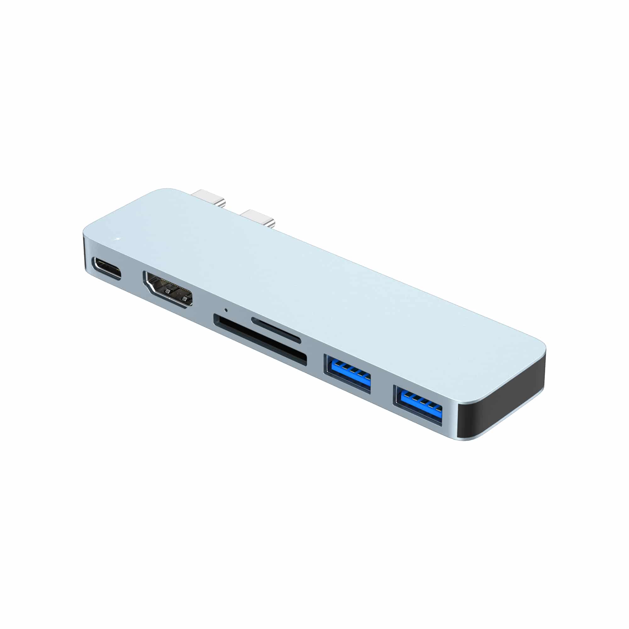 M-TECK MacBook Air | Pro Dock - Hub met HDMI 4K - Thunderbolt - 2 x USB3.0 - SD/MicroSD - (Kleur: Sky Blue) - Voor alle M-series - Afbeelding 10