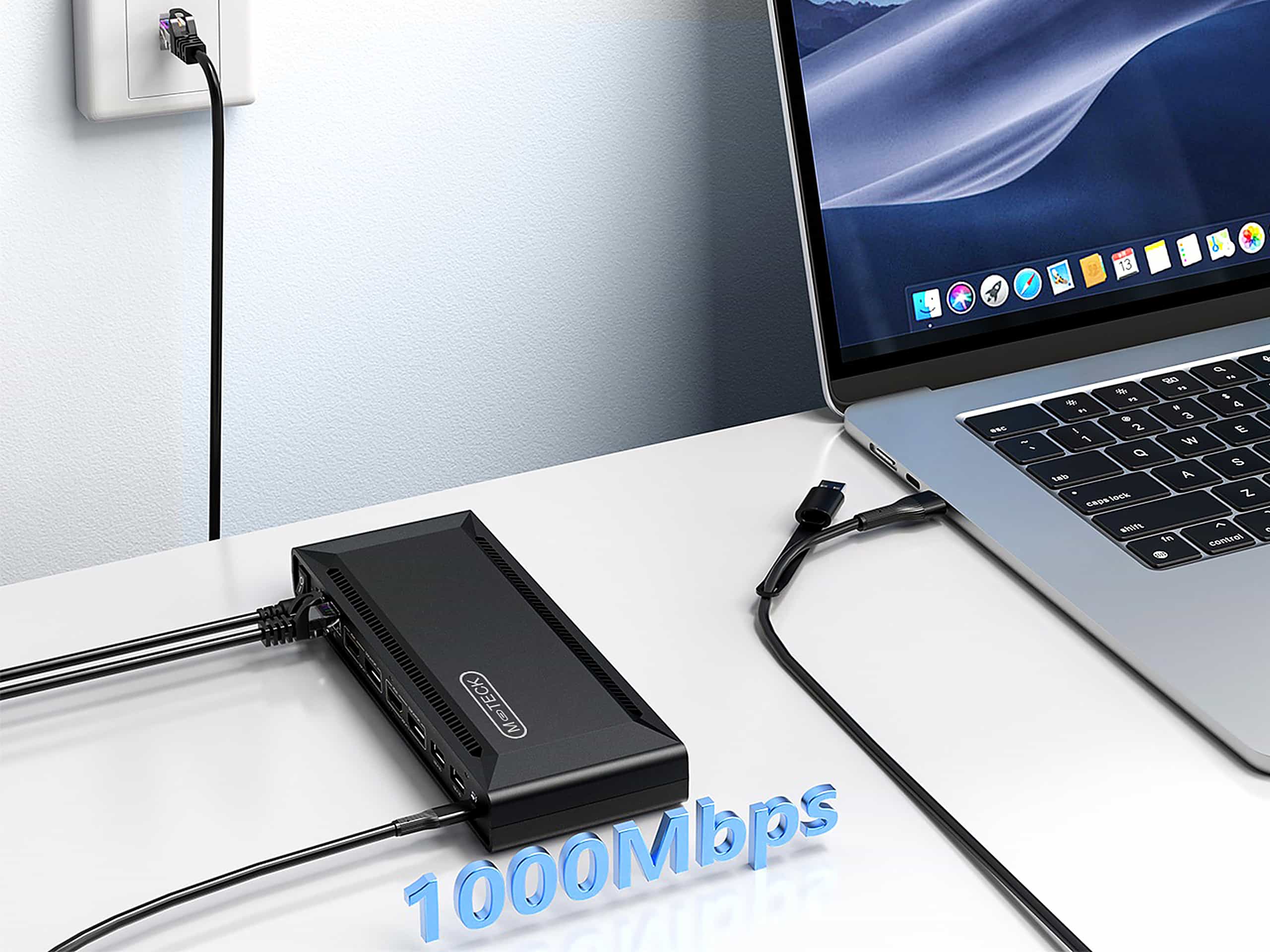 M-TECK Pro Max USB-C Docking Station - 2 x HDMI - 2 x Displayport - Ethernet - 4 x USB-A - 2 x USB-C - Audio - 100W opladen - Alle type MacBook en Laptop - Afbeelding 10