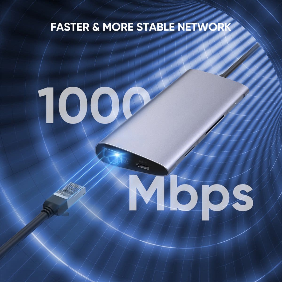 M-TECK 8-in-1 USB-C Hub Docking Station met HDMI + 3 x USB-3.0 + USB-C (Opladen)+ SD/Micro SD + Ethernet - Afbeelding 3