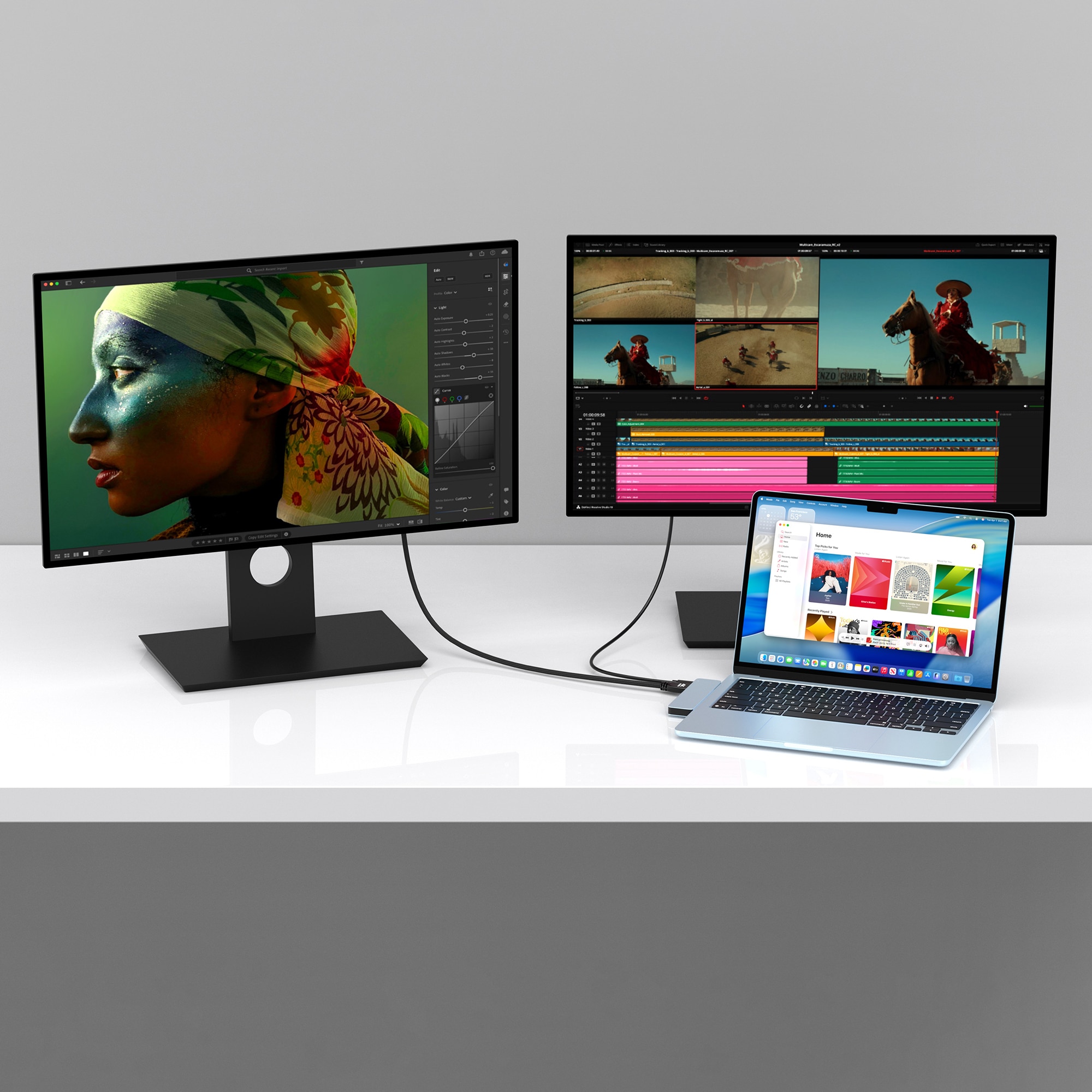 M-TECK MacBook Air | Pro Dock - Hub met HDMI 4K - Thunderbolt - 2 x USB3.0 - SD/MicroSD - (Kleur: Sky Blue) - Voor alle M-series - Afbeelding 7