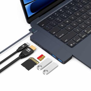 M-TECK MacBook Air | Pro Dock - Hub met HDMI 4K - Thunderbolt - 2 x USB3.0 - SD/MicroSD - (Kleur: Midnight) - Voor alle M-series