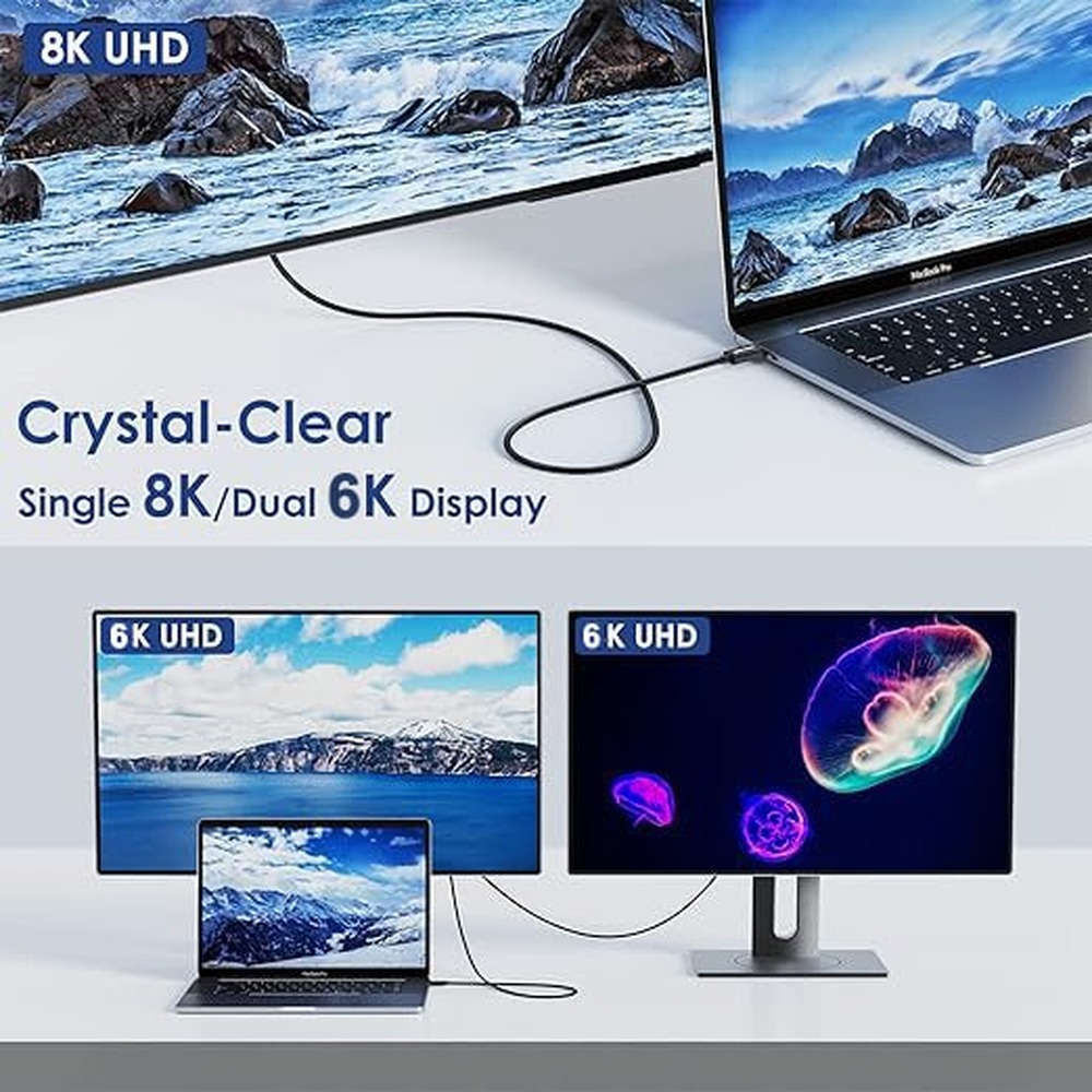 Thunderbolt 5 kabel 80 Gbit/s + 240W opladen + Video (100cm) - Afbeelding 6
