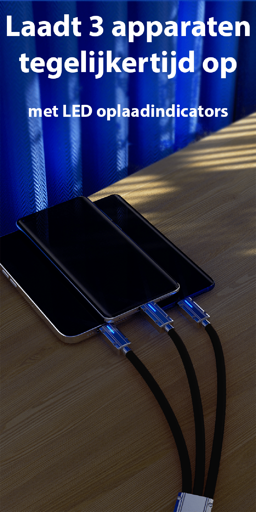3-in-1 USB multikabel (Pro versie) met USB-C, Lightning en Micro-USB - Afbeelding 7