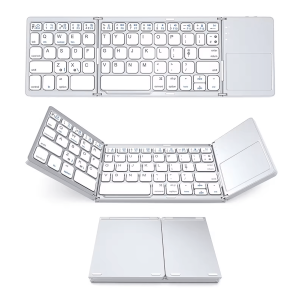M-Teck Draadloos Portable Toetsenbord + Mousepad - QWERTY - Opvouwbaar - Lichtgewicht - Extra dun - voor Laptops + MacBooks + Smartphones