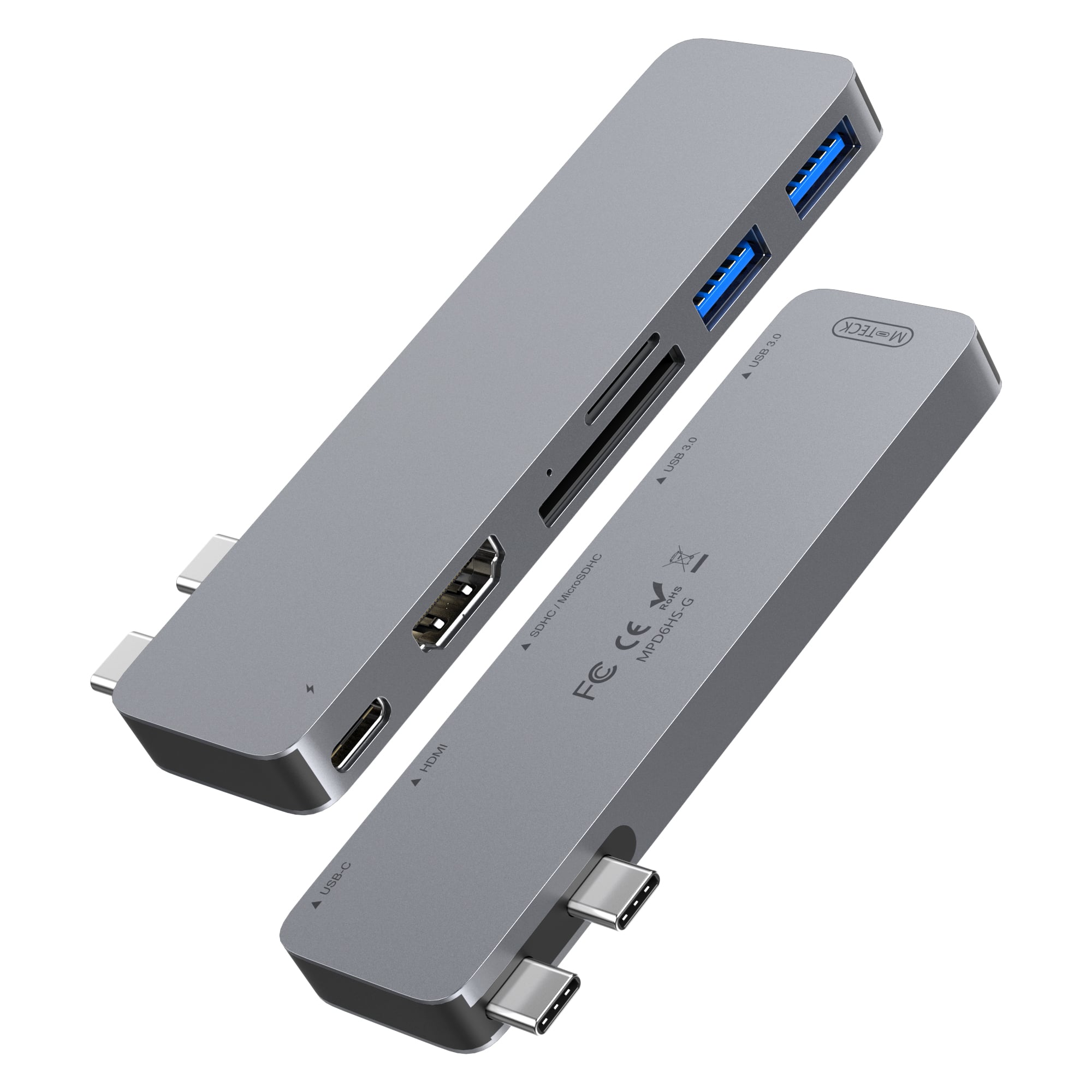 M-TECK MacBook Air | Pro Dock - Hub met HDMI 4K - Thunderbolt - 2 x USB3.0 - SD/MicroSD - (Kleur: Space Grey) - Voor alle M-series - Afbeelding 5