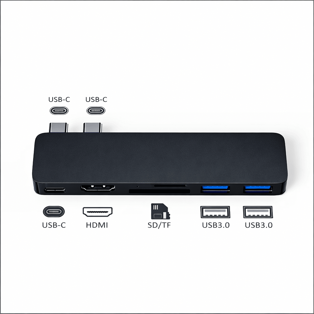 M-TECK MacBook Air | Pro Dock - Hub met HDMI 4K - Thunderbolt - 2 x USB3.0 - SD/MicroSD - (Kleur: Midnight) - Voor alle M-series - Afbeelding 2