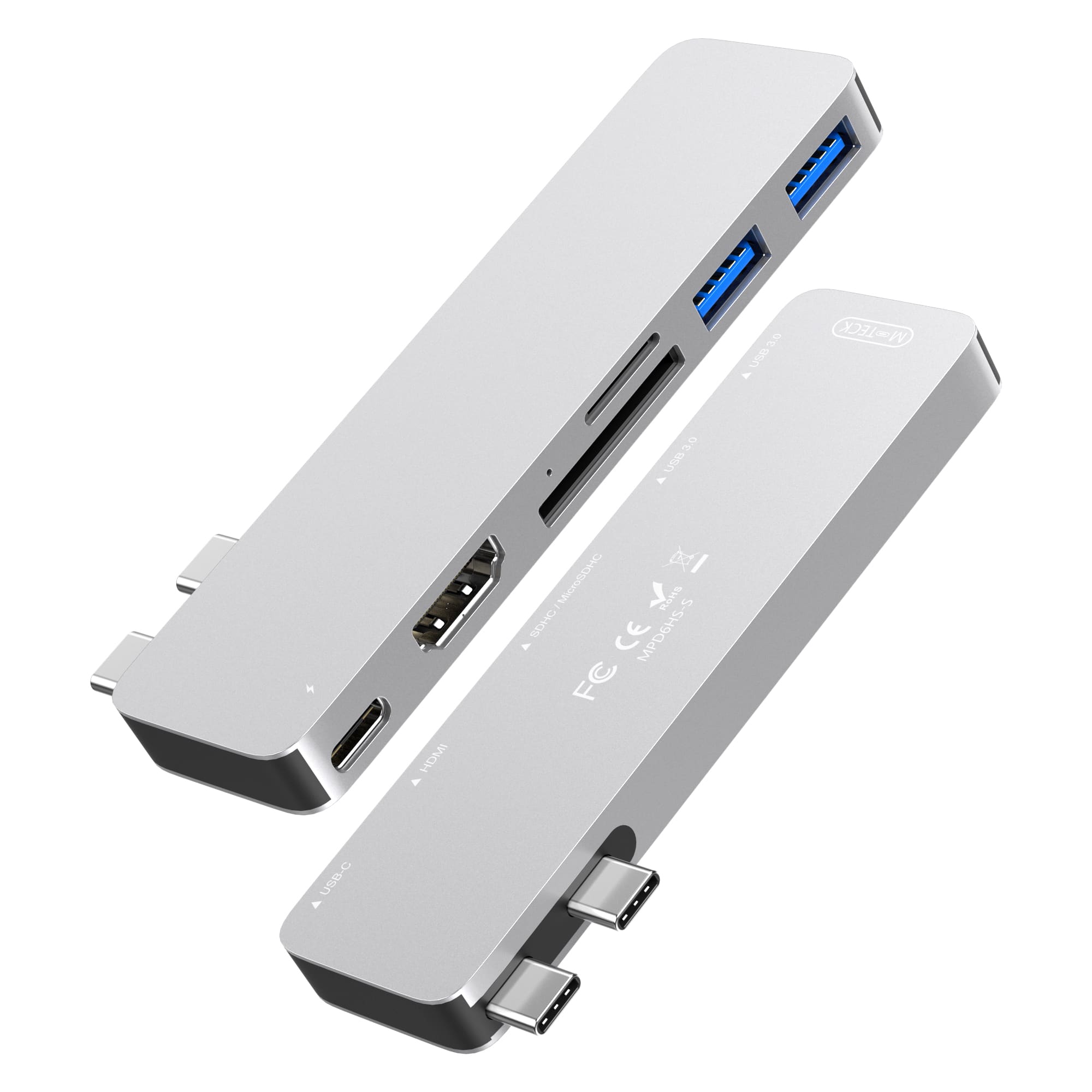 M-TECK MacBook Air | Pro Dock - Hub met HDMI 4K - Thunderbolt - 2 x USB3.0 - SD/MicroSD - (Kleur: Zilver) - Voor alle M-series - Afbeelding 5