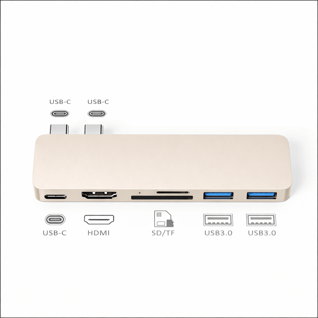 M-TECK MacBook Air | Pro Dock - Hub met HDMI 4K - Thunderbolt - 2 x USB3.0 - SD/MicroSD - (Kleur: Starlight) - Voor alle M-series - Afbeelding 4