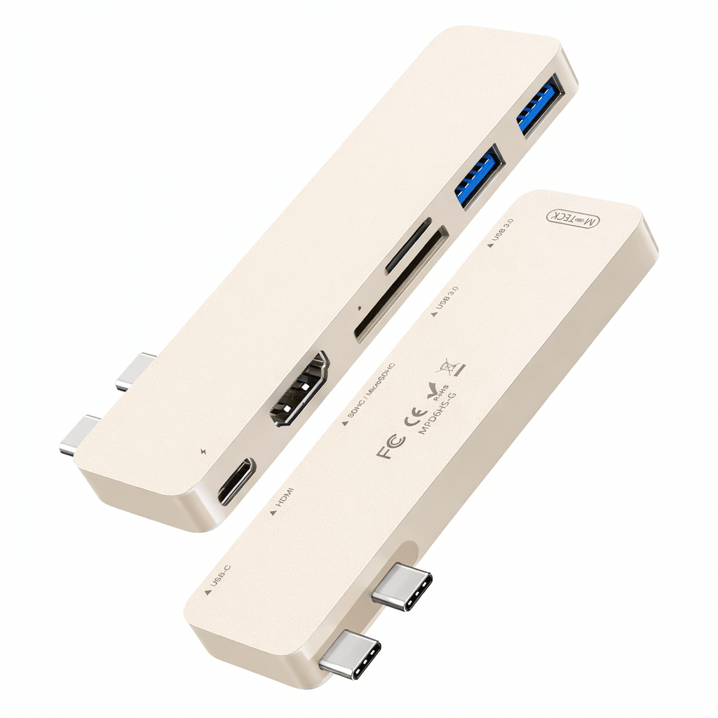 M-TECK MacBook Air | Pro Dock - Hub met HDMI 4K - Thunderbolt - 2 x USB3.0 - SD/MicroSD - (Kleur: Starlight) - Voor alle M-series - Afbeelding 5