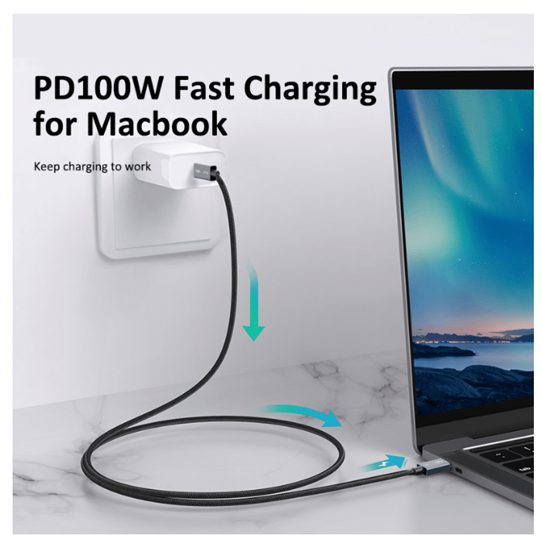 Thunderbolt 3 kabel 40Gbit/s + 100W opladen + Video (80cm) - Afbeelding 3