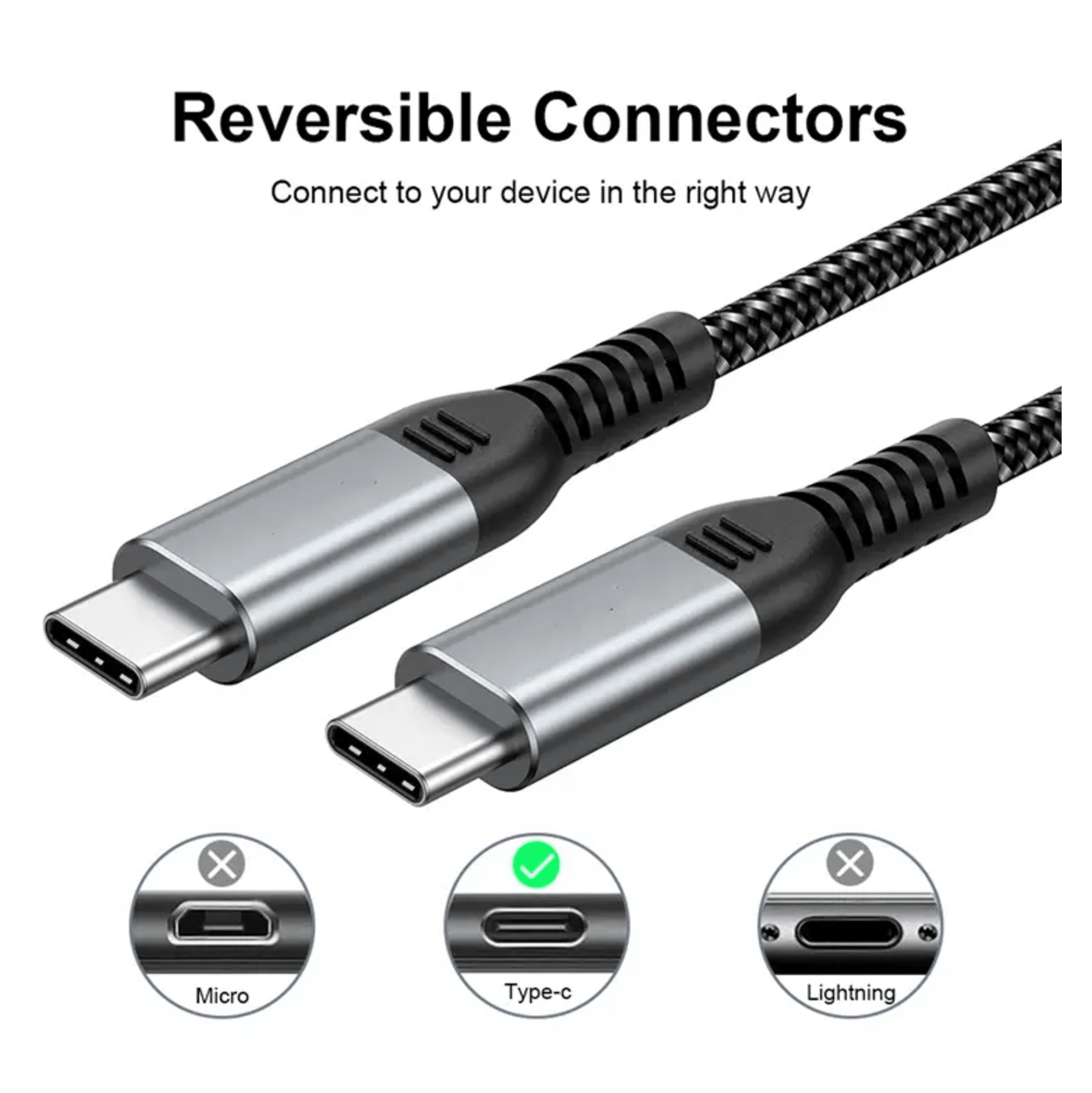 USB-C naar USB-C kabel met 10Gbit/s Data+Video 4K+100W Opladen (1 meter) -kopie - Afbeelding 3