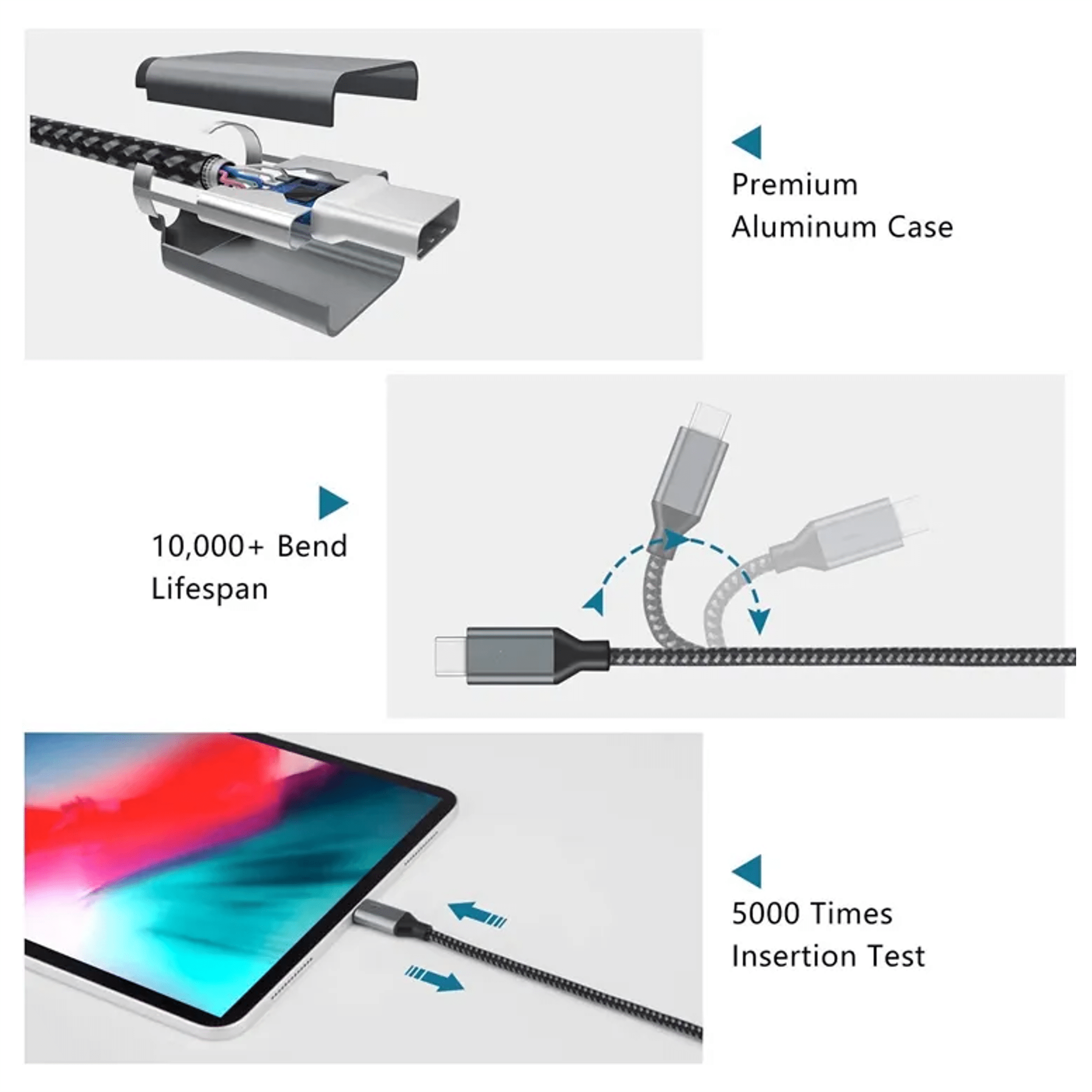 USB-C naar USB-C kabel met 10Gbit/s Data+Video 4K+100W Opladen (1 meter) -kopie - Afbeelding 6